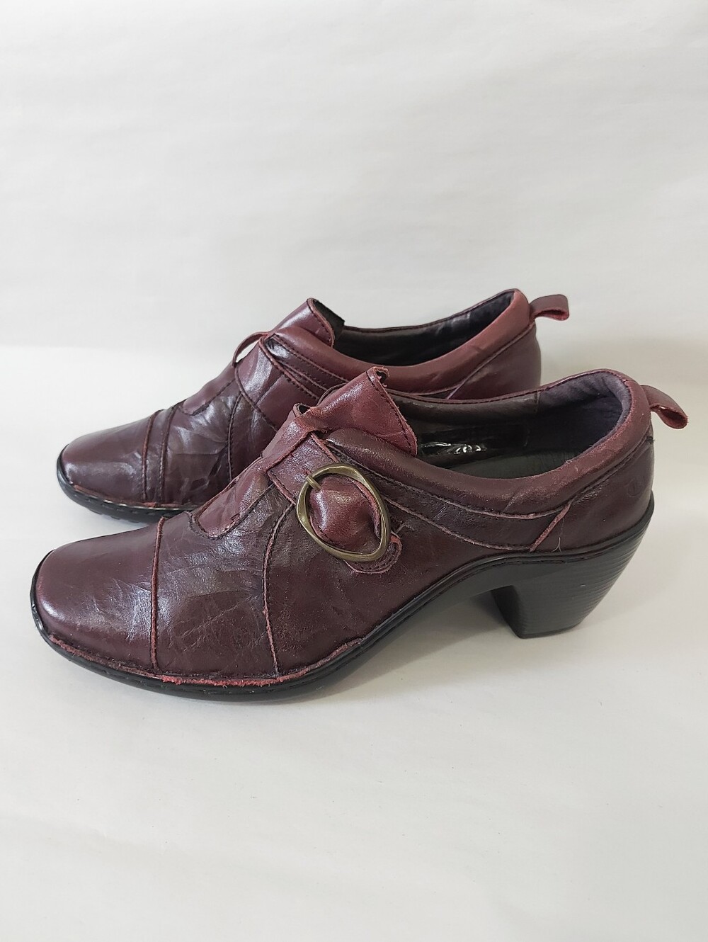 Josef Seibel Women Buckle Comfy Heel Ankle Boots Size 39 EU Burgundy Leather‎